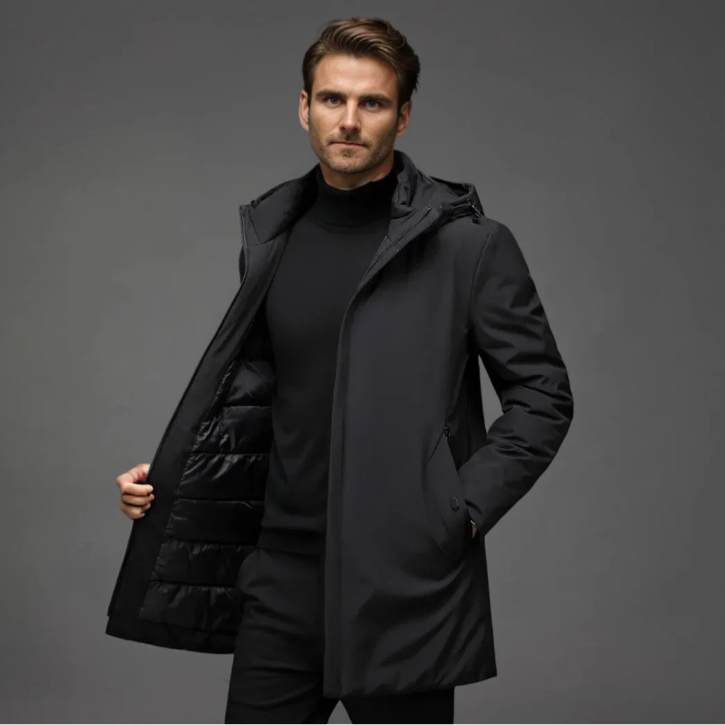 Lekka kurtka zimowa parka męska z kapturem - Hayes Detail