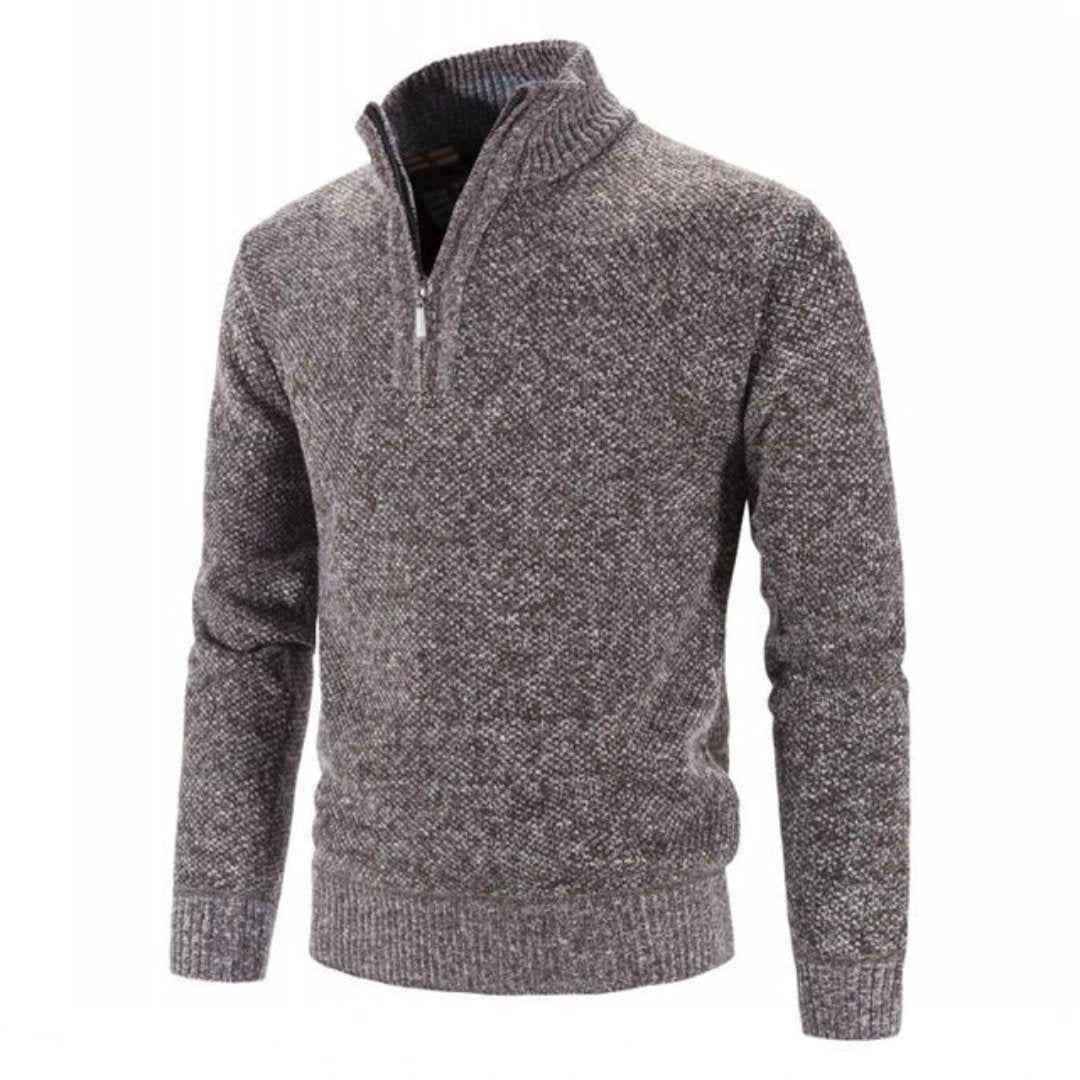 Miękki dzianinowy sweter z zamkiem męski - Kurt Side
