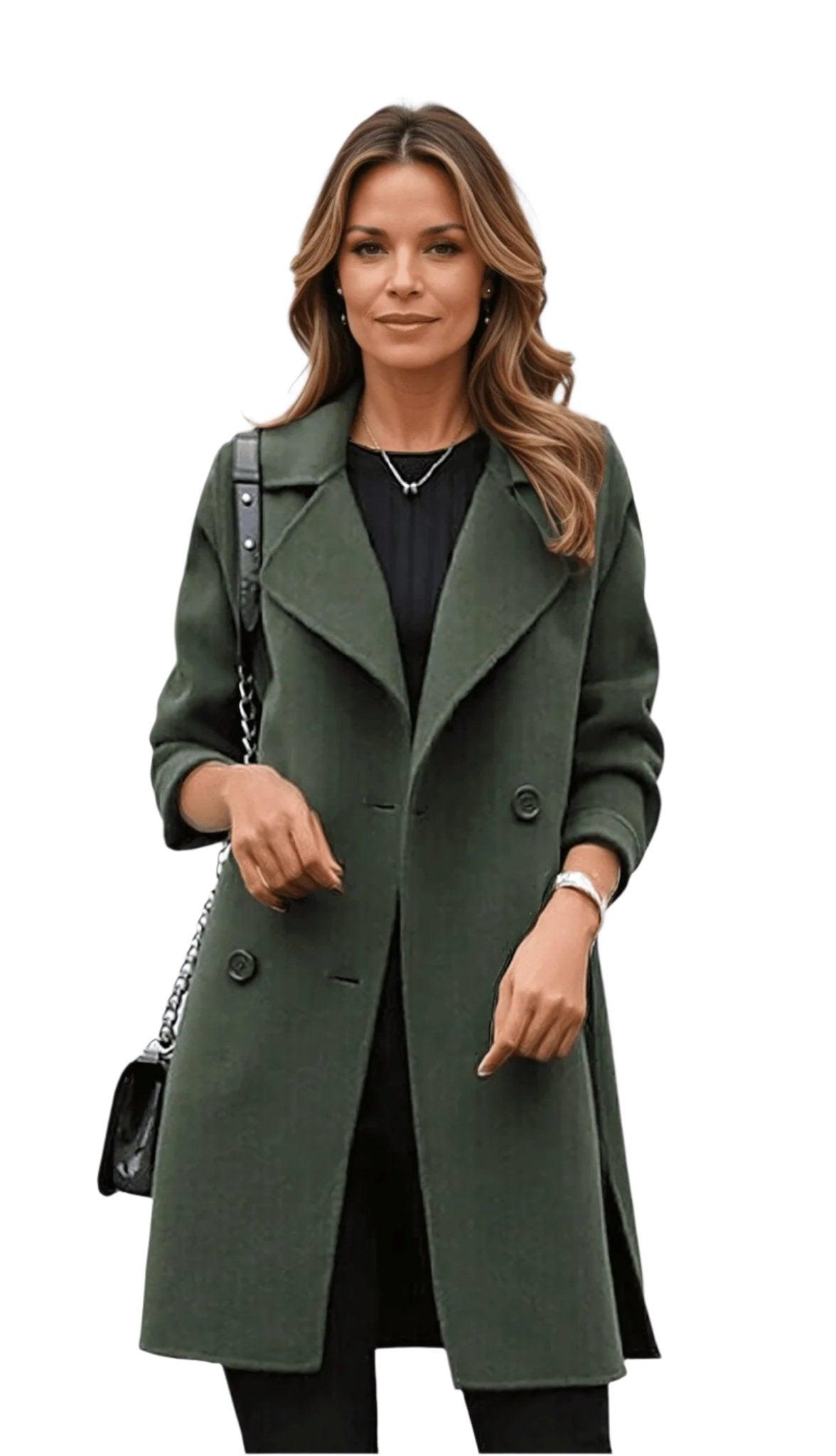 Płaszcz Zimowy Damski Dwurzędowy Z Kołnierzem | Elegancki