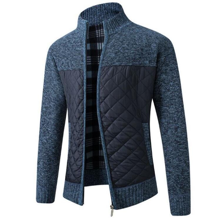 Pikowana bluza męska z kołnierzem i zamkiem - Hayes Close Up