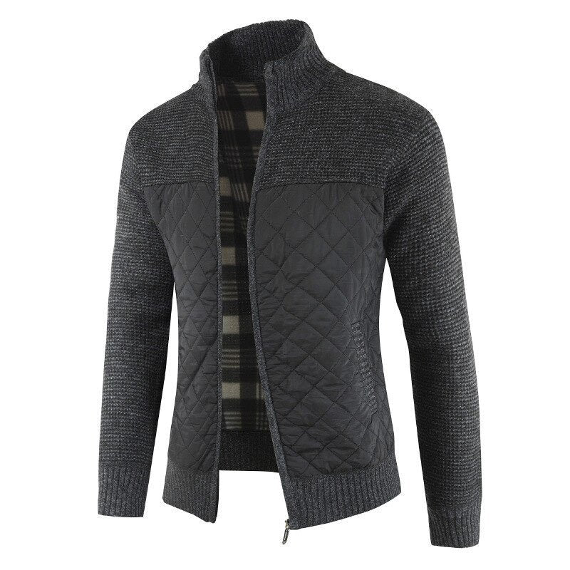 Pikowana bluza męska z kołnierzem i zamkiem - Hayes Detail