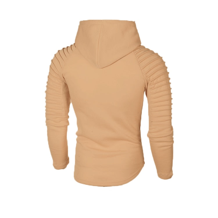 Sweter Męski Z Kapturem Prążkowane Rękawy Dopasowany Krój