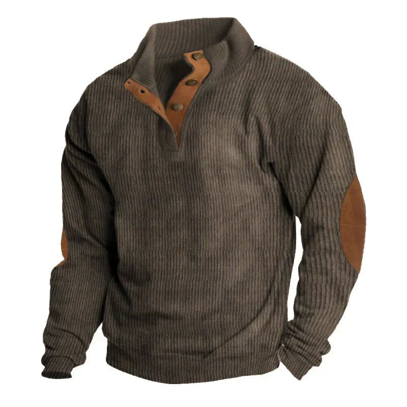Retro sweter jesienno-zimowy męski z łatkami - Oskar Detail