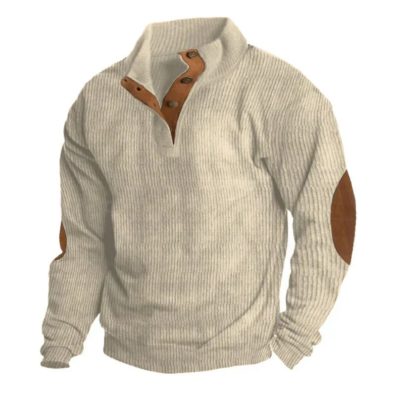 Retro sweter jesienno-zimowy męski z łatkami - Oskar Side