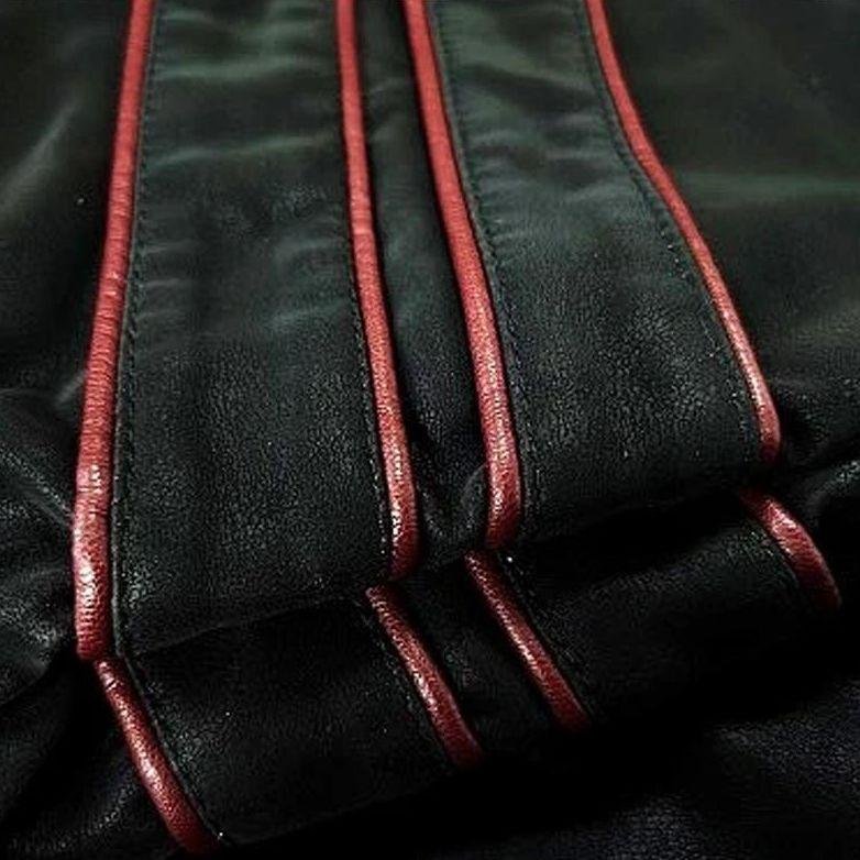 Stylowa skórzana kurtka męska w paski - Cole Detail