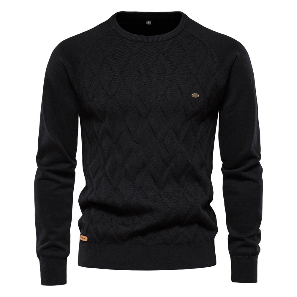 Sweter męski z diamentowym wzorem - Felix Front