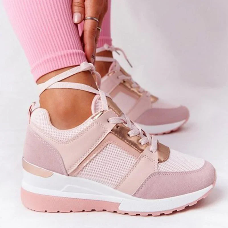 Sneakersy ortopedyczne damskie na koturnie perforowane