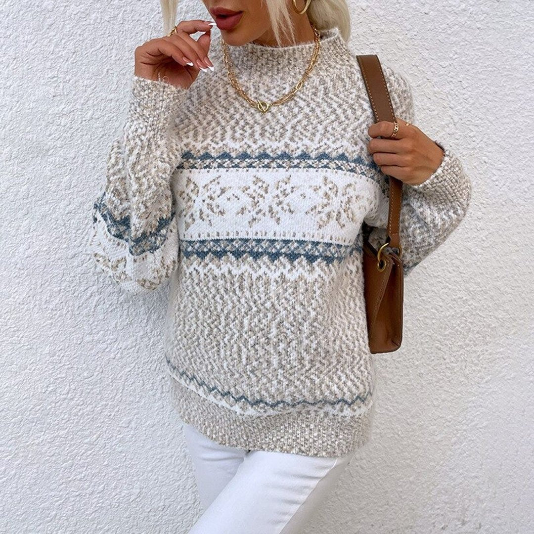 Wzorzysty sweter zimowy damski w śnieżynki - Lexi Side