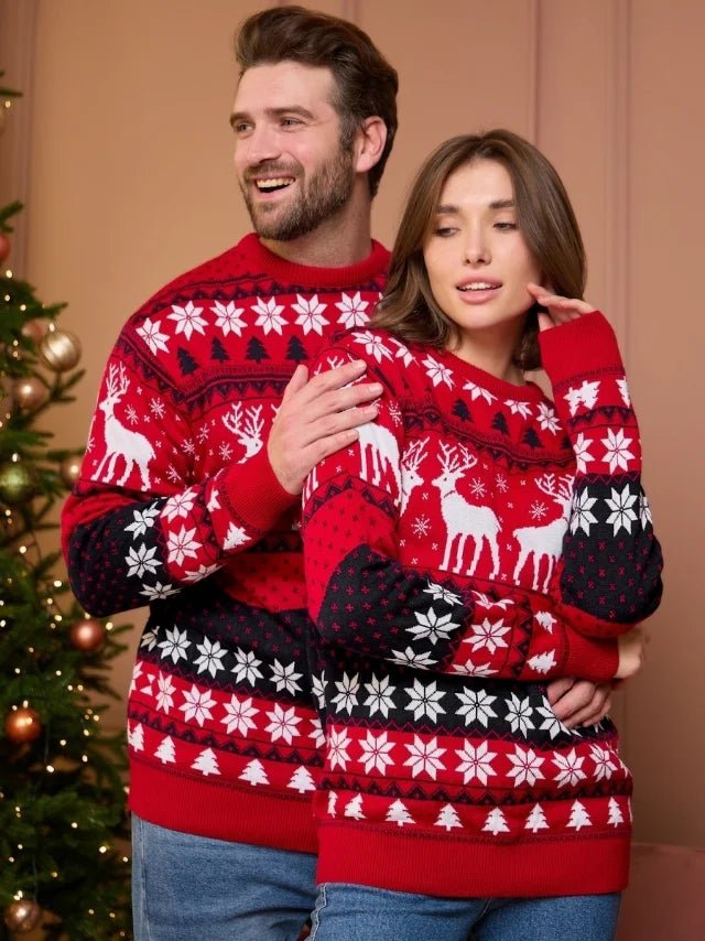Zimowy sweter unisex z motywem reniferów - Rowan Alternate