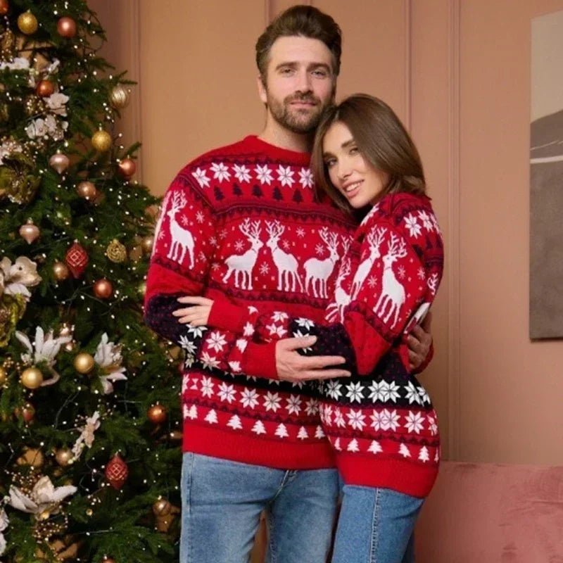 Zimowy sweter unisex z motywem reniferów - Rowan Hero