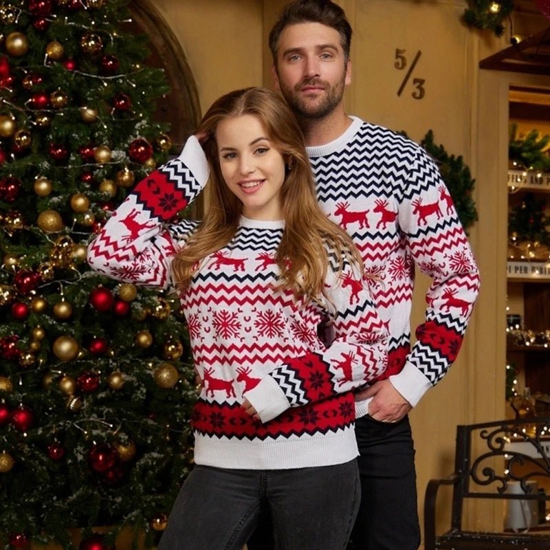Zimowy sweter unisex z motywem reniferów - Rowan Lifestyle